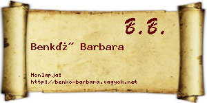 Benkő Barbara névjegykártya