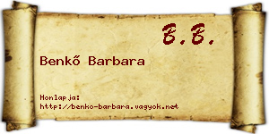 Benkő Barbara névjegykártya